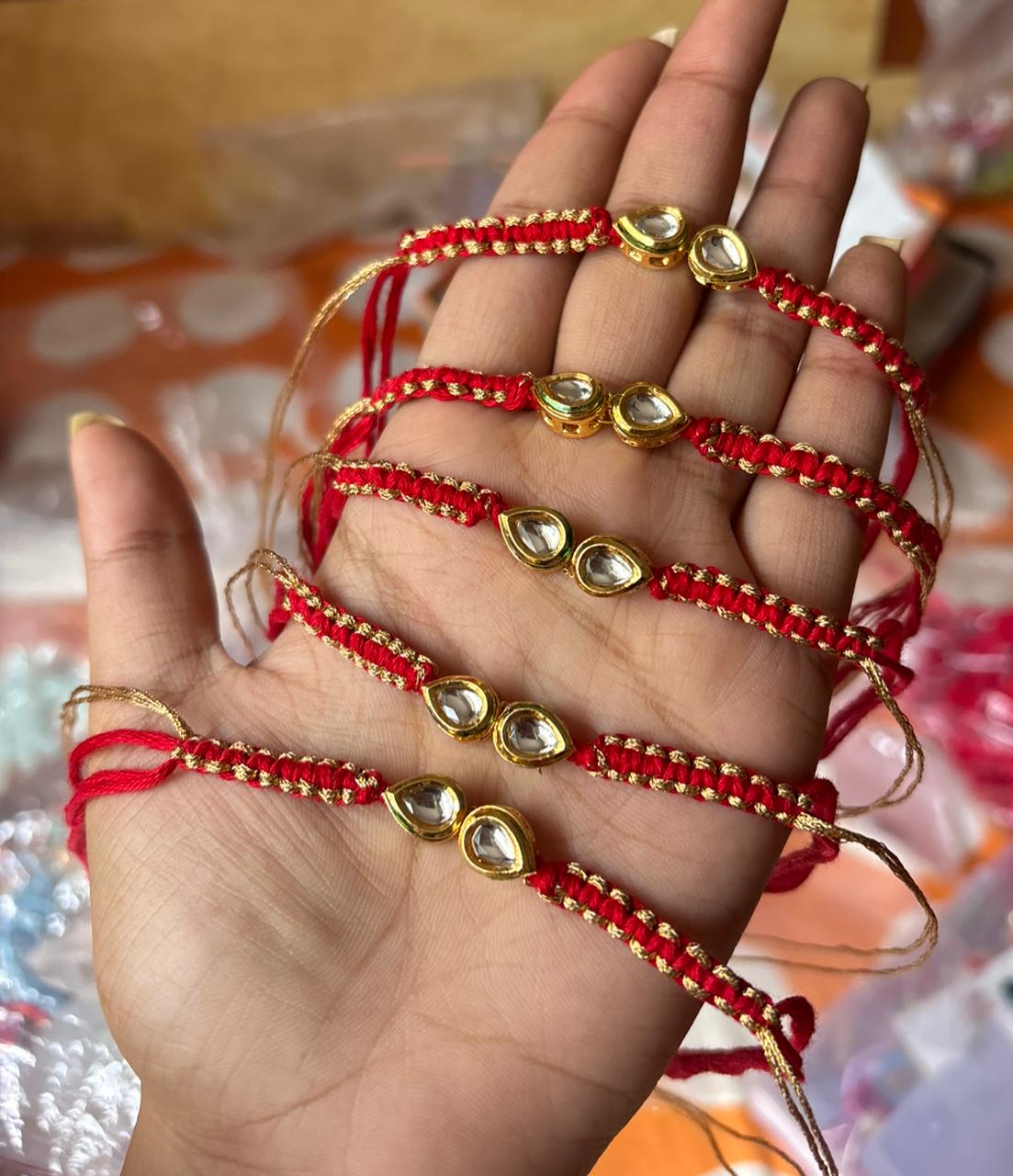 Red Kundan Rakhi Pack